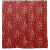 赤と金ゴールドエレガントのクリスマスツリー シャワーカーテン (正面)