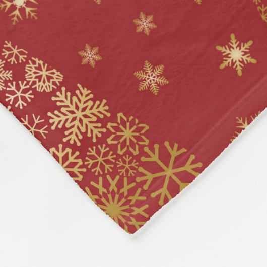 赤と金ゴールドエレガントのクリスマスツリー フリースブランケット (角)