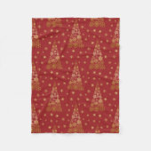赤と金ゴールドエレガントのクリスマスツリー フリースブランケット (正面)