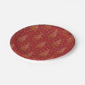 赤と金ゴールドエレガントのクリスマスツリー ペーパープレート (アングル)