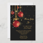 赤と金ゴールドエレガントのクリスマス(黒のパーティー) 招待状 (正面)