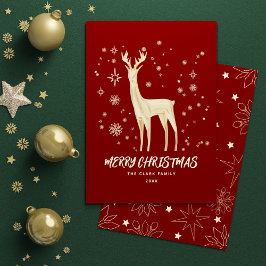 赤と金ゴールドエレガントのトナカイのメリークリスマス シーズンカード