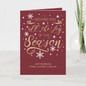 赤と金ゴールドエレガントのモダン会社休日 シーズンカード (正面)