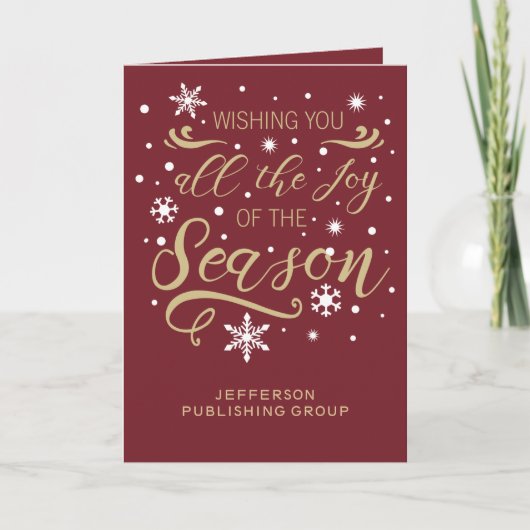 赤と金ゴールドエレガントのモダン会社休日 シーズンカード (正面)