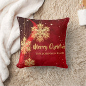 赤と金ゴールドエレガントの雪片クリスマス  クッション (ブランケット)