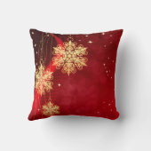 赤と金ゴールドエレガントの雪片クリスマス  クッション (裏面)