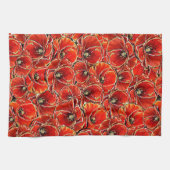 赤と金ゴールドエレガントグリッター思い出のポピーたち キッチンタオル (横)