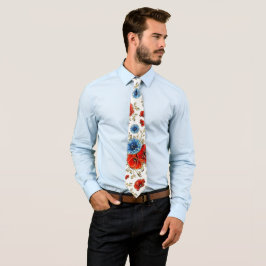 赤と金ゴールドエレガントグリッター思い出のポピーたち ネクタイ