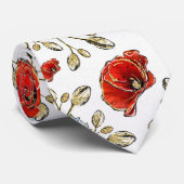 赤と金ゴールドエレガントグリッター思い出のポピーたち ネクタイ (ロール)