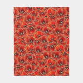 赤と金ゴールドエレガントグリッター思い出のポピーたち フリースブランケット (正面)