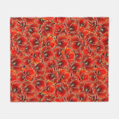 赤と金ゴールドエレガントグリッター思い出のポピーたち フリースブランケット (正面(横))