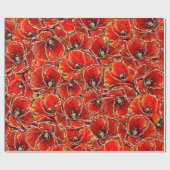 赤と金ゴールドエレガントグリッター思い出のポピーたち ラッピングペーパー (フラット)