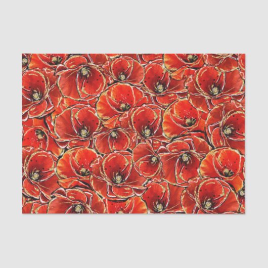 赤と金ゴールドエレガントグリッター思い出のポピーたち 薄葉紙 (正面)