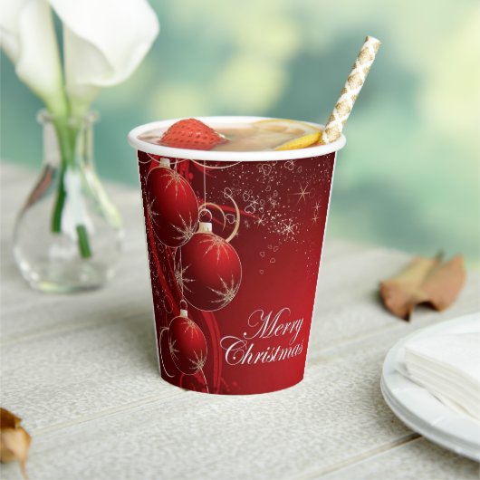 赤と金ゴールドエレガントフェスティバルメリークリスマス 紙コップ (インサイチュ)