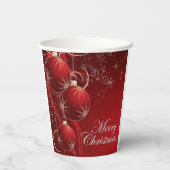 赤と金ゴールドエレガントフェスティバルメリークリスマス 紙コップ (裏面)