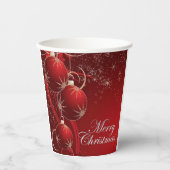 赤と金ゴールドエレガントフェスティバルメリークリスマス 紙コップ (正面)