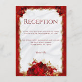 赤と金ゴールドエレガントフローラ結婚披露宴 エンクロージャーカード (正面)