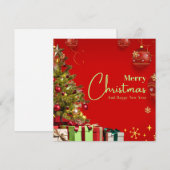 赤と金ゴールドエレガントメリークリスマス シーズンカード (正面/裏面)