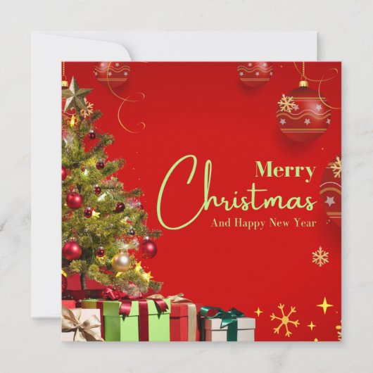 赤と金ゴールドエレガントメリークリスマス シーズンカード (正面)