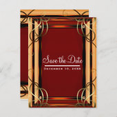 赤と金ゴールドエレガント会社企業の日付の保存 案内ポストカード (正面/裏面)