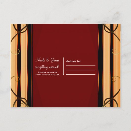 赤と金ゴールドエレガント会社企業の日付の保存 案内ポストカード (裏面)