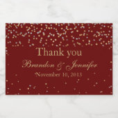 赤と金ゴールドカスタムウェディングきらめくワインラベル スパークリングワインラベル (シングルラベル)