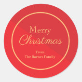 赤と金ゴールドカスタムメリークリスマス ラウンドシール (正面)