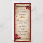 赤と金ゴールドキンセアニェラスクロール招待状カード 招待状 (正面)