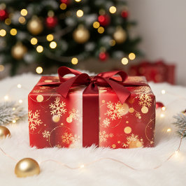 赤と金ゴールドクリスマスウィンターワンダーランド ラッピングペーパーシート