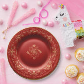 赤と金ゴールドクリスマスエレガンスディナー ペーパープレート (パーティー)