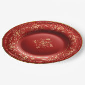 赤と金ゴールドクリスマスエレガンスディナー ペーパープレート (アングル)