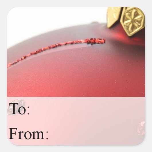赤と金ゴールドクリスマスオーナメントギフトラベル スクエアシール (正面)
