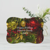 赤と金ゴールドクリスマスオーナメントクリスマスフラットカード シーズンカード (スタンド正面)