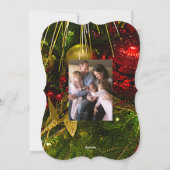 赤と金ゴールドクリスマスオーナメントクリスマスフラットカード シーズンカード (裏面)