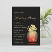 赤と金ゴールドクリスマスオーナメントホリデーパーティー 招待状 (スタンド正面)