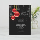 赤と金ゴールドクリスマスオーナメント(黒のパーティー) 招待状 (スタンド正面)