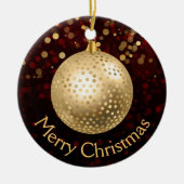 赤と金ゴールドクリスマスバウブル&《写真》ぼけ味 セラミックオーナメント (正面)