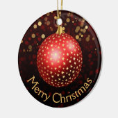 赤と金ゴールドクリスマスバウブル&《写真》ぼけ味 セラミックオーナメント (左)