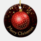 赤と金ゴールドクリスマスバウブル&《写真》ぼけ味 セラミックオーナメント (裏面)