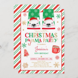 赤と金ゴールドクリスマスパジャマ誕生日パーティー 招待状