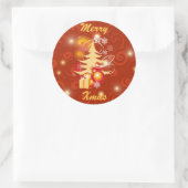 赤と金ゴールドクリスマスプレゼント ラウンドシール (バッグ)