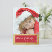 赤と金ゴールドクリスマスホリデーフォトカード 招待状 (スタンド正面)