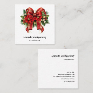 赤と金ゴールドクリスマスボウフェスティバル スクエア名刺