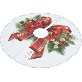 赤と金ゴールドクリスマスボウフェスティバル ブラッシュドポリエステルツリースカート (アングル)