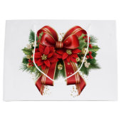 赤と金ゴールドクリスマスボウフェスティバル ラージペーパーバッグ (正面)