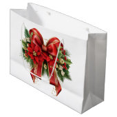 赤と金ゴールドクリスマスボウフェスティバル ラージペーパーバッグ (正面アングル)