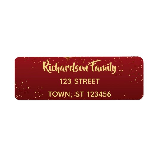 赤と金ゴールドクリスマス差出人住所 ラベル (正面)