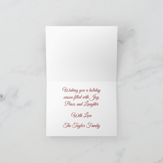 赤と金ゴールドクリスマス折り畳みフォトカード シーズンカード (内部)