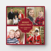 赤と金ゴールドクリスマス4の正方形の写真コラージュ フォトプラーク (正面)