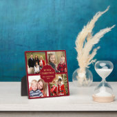 赤と金ゴールドクリスマス4の正方形の写真コラージュ フォトプラーク (インサイチュ)